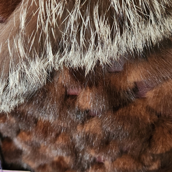 NWT Genuine Mink Fur Real Fox Fur Leather Coat  Only One Available - Picture 12 of 13